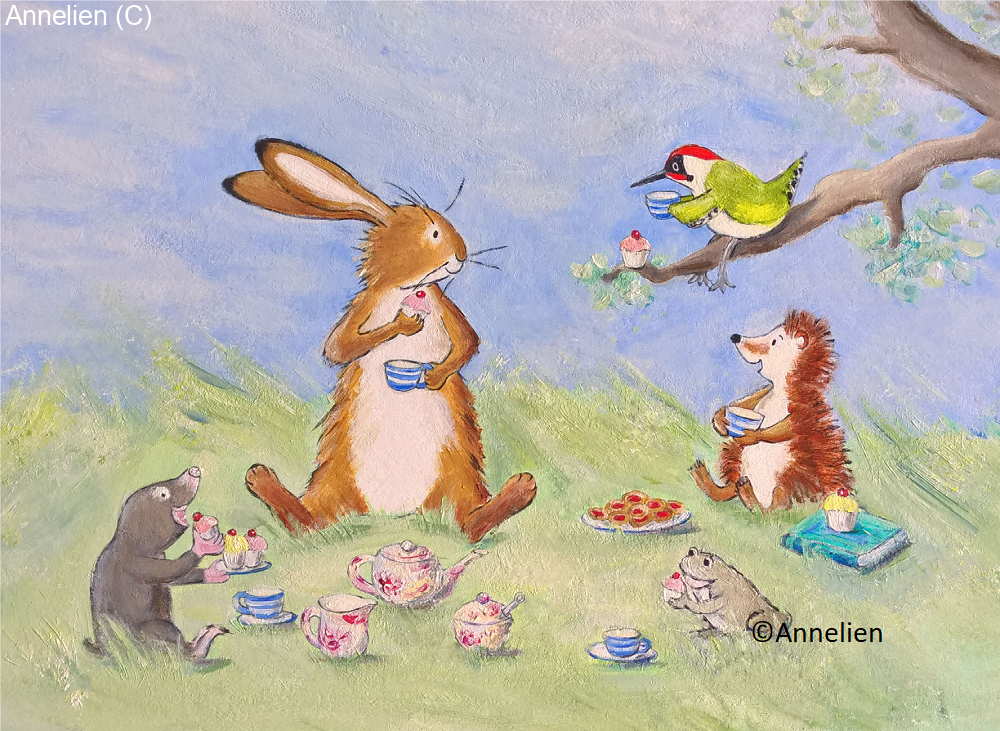 100. Teatime met Haas, uit het prentenboek De tuin van Haas